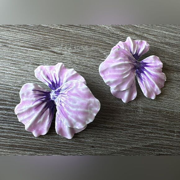 Purple flower earrings A863 - Picture 2 of 4